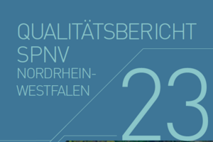 Zu sehen ist das Cover des Qualitätsberichts SPNV NRW 2023