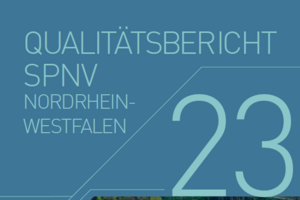 Zu sehen ist das Cover des Qualitätsberichts SPNV NRW 2023