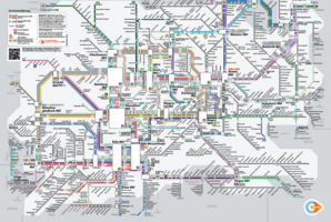 Zu sehen ist der gesamte NRW Regionalverkehrsplan aus dem Jahre 2023, welcher alle Strecken von Regionalzügen darstellt. 