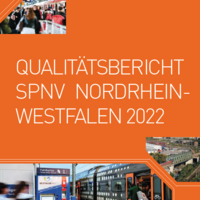 Zu sehen ist das Cover des Qualitätsberichts SPNV NRW 2022.